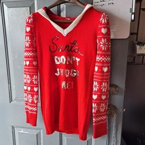 Santa Don't Judge Me Christmas Sweater Dress